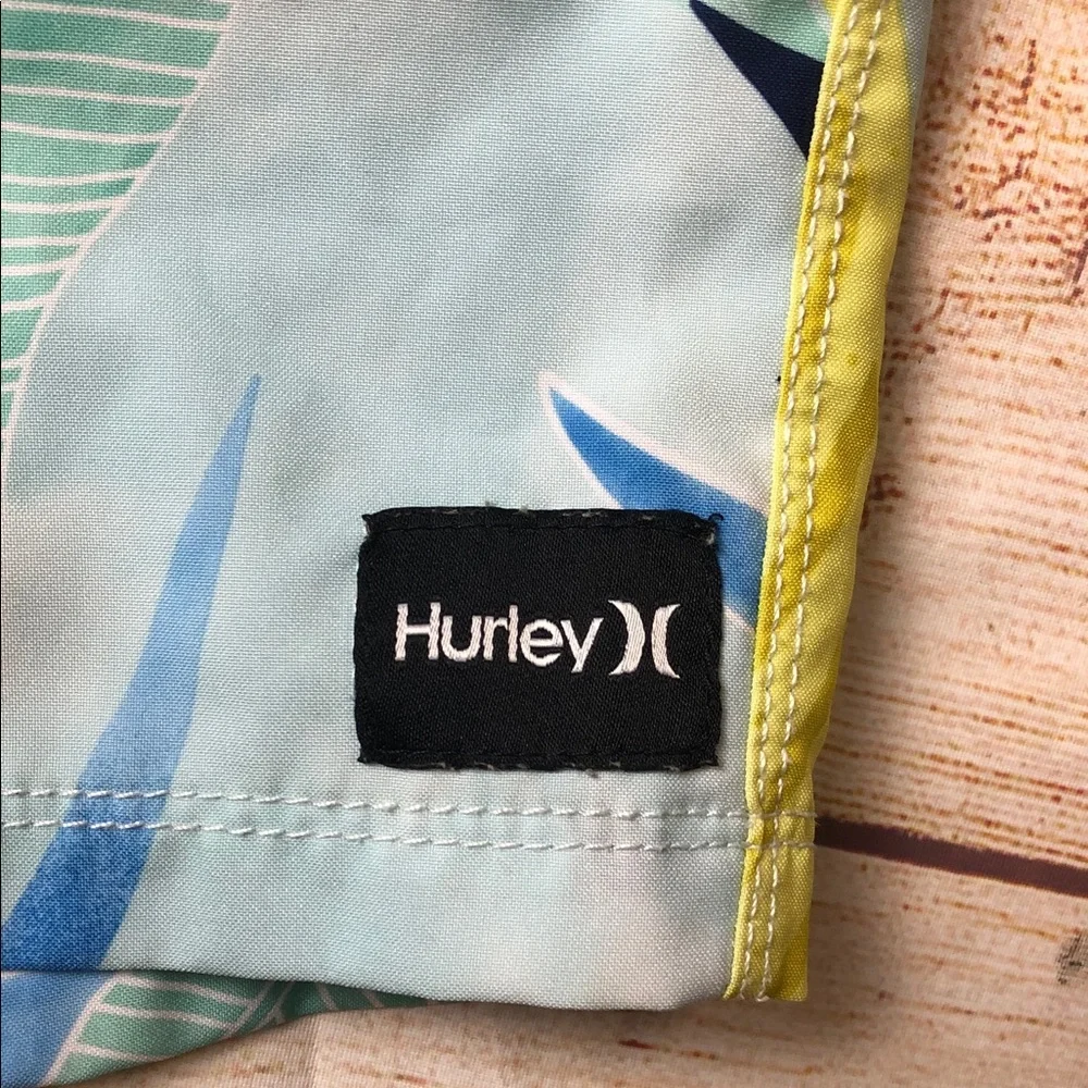 Hurley Blue Yellow Tropical Print‎ Swim Board Shorts